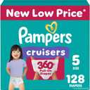 Pampers Diapers - Cruisers 360 - Size 5, 128 Count, Babyproof up to 100% Leakproof Pull-On Diaper