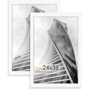 24x36 Poster Frame 2 Pack, White Poster Frame 24 x 36 inches for Pictures and Art Prints, 36x24 Picture Frame Horizontal or Vertical Wall Mounting
