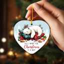 2 x 2025 Funny Christmas Ornaments Polar Bear for Kids, Cute Polar Bear Gifts for Women Men Coworkers Neighbors, Funny Gifts for Friends, Ceramic Ornament for Christmas Tree Decorations