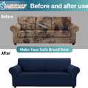 Asnomy Couch Covers for 3 Cushion Couch Stretch Sofa Covers Slipcovers, Pet Protector Furniture Covers for Dogs Cats Spandex Jacquard Fabric Small Checks Large Navy Blue