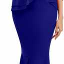 Evening Gowns for Women Formal Off Shoulder Wedding Guest Party Dress Elegant Short Sleeve Split Long Cocktail Dresses (Blue, M)