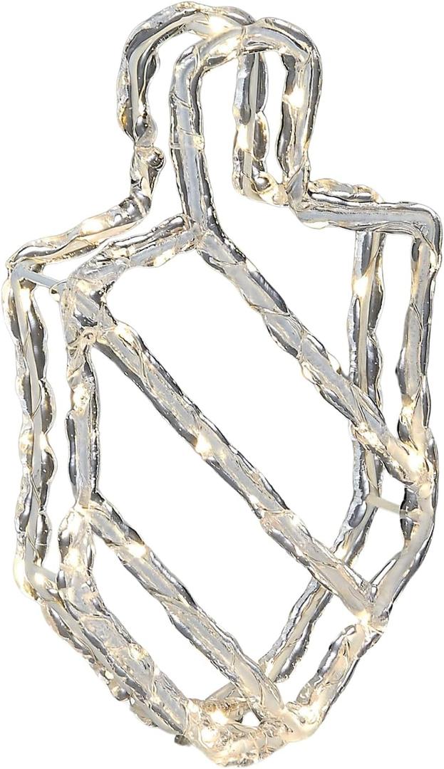 Rite Lite LED Dreidel Light Decoration Hanukkah Decor Twinkling Dreidel Jewish Chanukah Gift Holiday Party Living Room Centerpiece, Automatic Timer 6 Hrs on, Needs 3-AA batteries (not included) 9.50"H (Transparent)