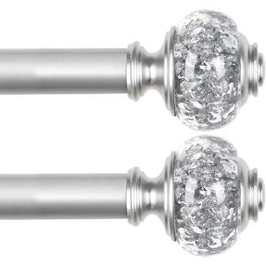 2 Pack Silver Curtain Rods for Windows 48 to 84 Inch, USFOOK 7/8 inch Telescoping Splicing Drapery Rods 32 to 86 Inch, Decoration for Home with Decorative Translucent Finials