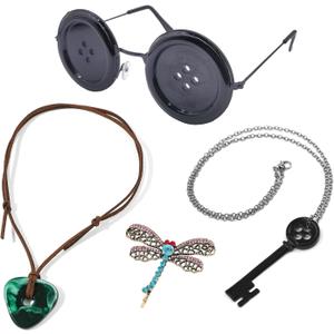 Button Eyes Glasses Anime Merchandise Cosplay Necklace Costume Merch Accessories Gift Halloween 4pcs