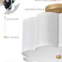 Gold Semi Flush Mount Ceiling Light, 3-Light 12.5" Ceiling Lighting Fixtures with Fabric Shade in Flower Shape, Farmhouse Brass Drum Lights for Nursery Hallway Bedroom, AD-22007-3SF-GD