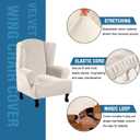 H.VERSAILTEX Wingback Chair Covers Velvet Plush Wing Chair Slipcover 1 Piece High Stretch Wing Back Chair Slipcovers Sofa Cover Furniture Cover with Elastic Bottom, Ivory