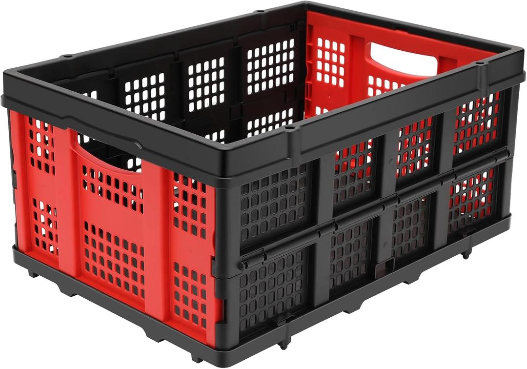 50L Collapsible Utility Crate, Hand Trucks Foldable Storage Bin Organizer