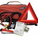 Lifeline AAA Executive Road Kit, 67 Piece Emergency Car Jumper Cables, Headlamp, Warning Triangle and First Aid Kit