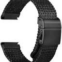 REZERO Stainless Steel Watch Bands for Men, 316L Milanese Mesh Watch Straps, Brushed Matte Watch Bracelets, Metal Watch Band Replacements Silver/Black - 21mm 