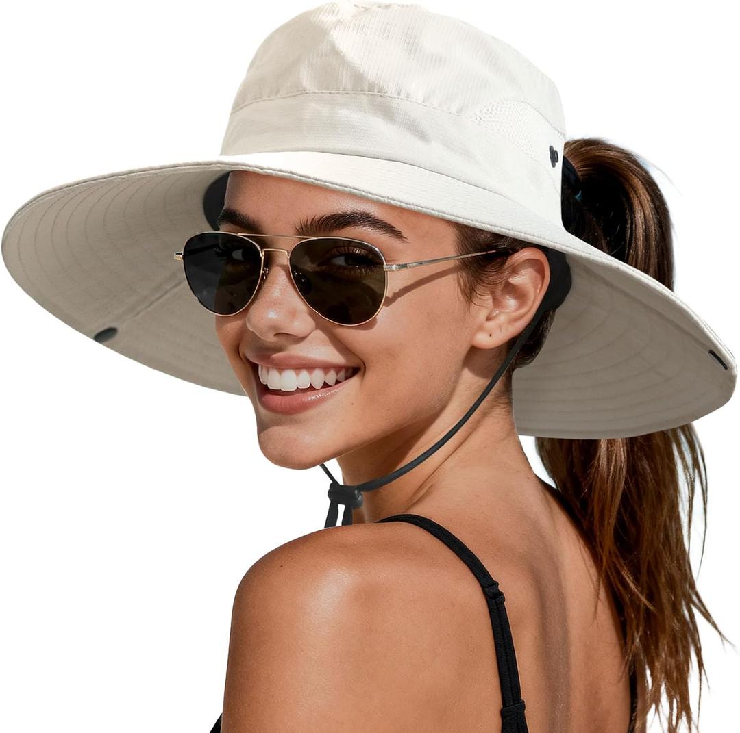 PFFY Sun Beach Hats for Women Men UV Protection Wide Brim Foldable Fishing Sun Bucket Hat Outdoor Essentials