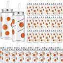 Maxdot 36 Pack 14.2 OZ Basketball Plastic Cups with Lid and Straw Bulk Basketball Cup with Lid and Straw Clear Reusable Plastic Juice Bottles Tumbler for Sport Themed Party Favors Birthday Team Gifts