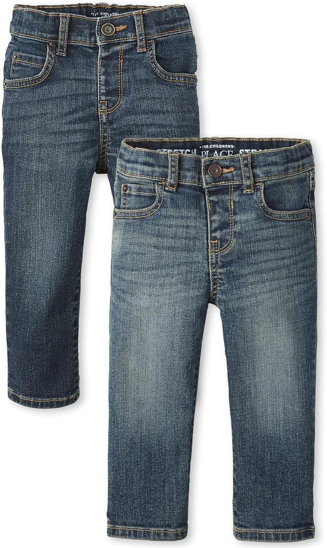 The Children's Place Baby Boys' Straight Leg Jeans (4T, Dark Wash 2-pack)