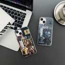 Yonds Queen Compatible with iPhone 14 Cute Case, Cool Cartoon Astronaut Space Planet Moon Design Stylish IMD Cover Bumper Shockproof Anti-Slip Protector Fashion Case (Grey, iPhone 14)