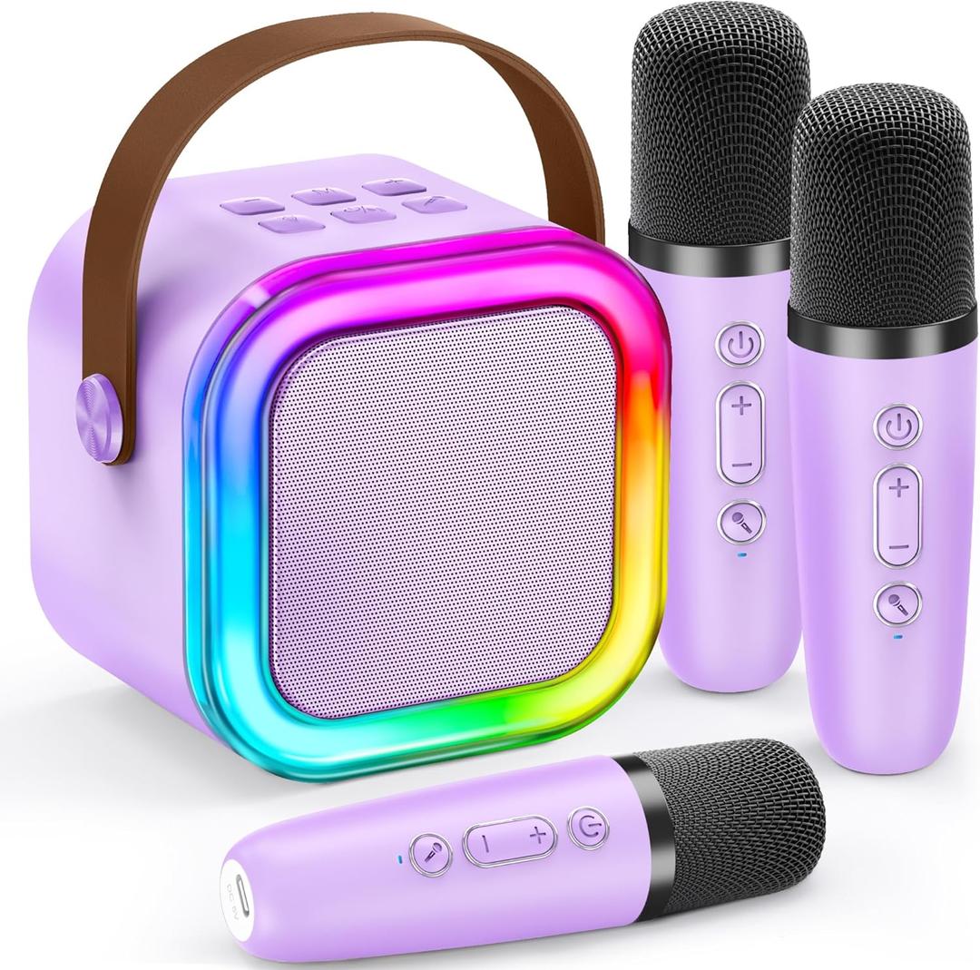 IROO Mini Karaoke Machine for Kids, 2025 TOP Toys Christmas Birthday Gifts Ideas for Girls Ages 4, 5, 6, 7, 8, 9, 10, 12+ Years Old, Portable MP3 Player with 2 Wireless Mics for Party(