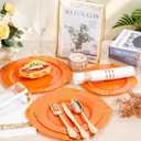 Nervure 175PCS Orange Plastic Plates - Orange and Gold Disposable Plates for 25 Guests Include 50Plates, 25Cups, 25Forks, 25Knives, 25Spoons, 25Napkins for Wedding & Party