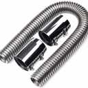 BLACKHORSE-RACING 24" Stainless Steel Radiator Flexible Coolant Water Hose Kit with Caps Universal (Silver)