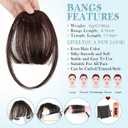 Clip in Bangs, Wispy Bangs Hair Clip,Natrual Fake Bangs Fringe with Temples Hairpieces for Women Clip on Faux Bangs Hair Extensions for Daily WearDark Brown Mix Dark Auburn