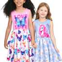 LQSZ Girls Dress Easter Cartoon Summer Vest Sleeveless Tutu Princess Casual Dresses for Kids 2-12 Years (Pink)