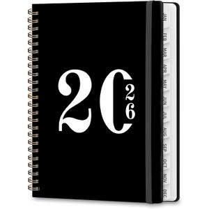 2026 Planner, Weekly and Monthly Calendar Agenda Book, Jan 2026 - Dec 2026, Hardcover Planning Academic Planner for Office School Supplies and Desk Accessories - A5 (6.3'' x 8.5'') (Black)