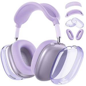 Silicone Case Cover for AirPods Max 2, Clear Soft TPU Ear Cups Cover/Ear Pad Case Cover/Headband Cover for AirPods Max 2/1 (2026/2024/2020), Transparent Accessories for Apple AirPods Max, Pastel Lilac