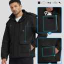 ASPO Men's Winter Ski Jacket Warm Waterproof Snow Coats Fleece Snowboard Jackets Insulated Thermal Windbreaker with Hood (Black)