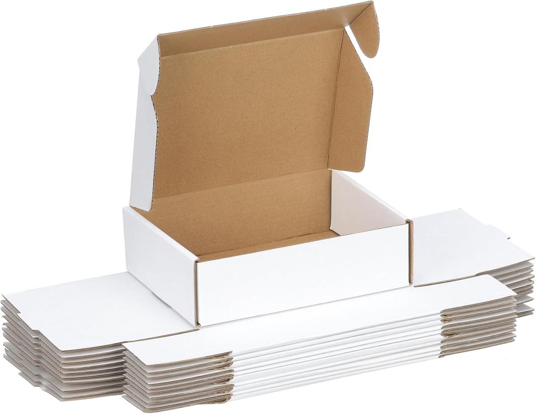 FARRAY 50 Pack of 7x5x2 Inches Small Shipping Boxes, Durable Kraft Corrugated Cardboard Boxes for Shipping, Mailing and Packaging, White