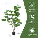 Keeplush Faux Fiddle Leaf Fig Tree, 5 Ft Artificial Ficus Audrey Plant with Realist Aerial Roots, Fake Plant in Pot Indoor for Living Room, House Office, Bedroom Decor