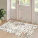 2x4 Rug Washable Runner Rug: Small Abstract Modern Non-Slip Soft Accent Doormat Stain Resistant Floor Throw Mat for Entryway Kitchen Bedroom Nursery Entry Dorm- Brown