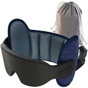 SARISUN Travel Pillow, Upgrade Airplane Pillow for Long Flight, 360° Support Headrest, Travel Neck Pillow Eye Masks for Sleep, Compact Airplane Travel Essentials, Stop Bobblehead, Mottled Blue