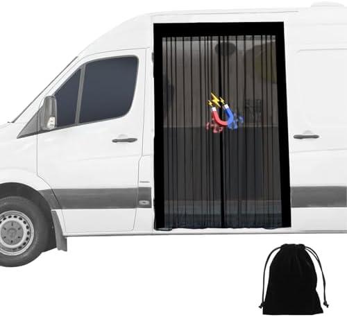 FormiPow Magnetic Screen Door Mosquito Net, No-Tool Bug Screen with Auto-Close, Universal Screen Defender for Mercedes Sprinter Ford Transit RAM Promaster and Campervans, 83"(H) x 59"(W)