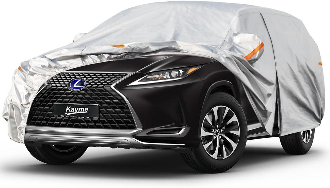 Kayme 6 Layers SUV Car Cover Custom Fit for Lexus RX350 /RX300/330/350L (2003-2025) Waterproof All Weather for Automobiles, Outdoor Full Cover Rain Sun UV Protection.Silver