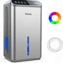 Dehumidifiers for Home (85 OZ Water Tank, 800 sq.ft) Quiet Small Dehumidifier for Basement Bedroom Bathroom with Drain Hose, 3 Gear Timer, Sleep Mode, Auto Shut Off, 7 Color Ambient Light