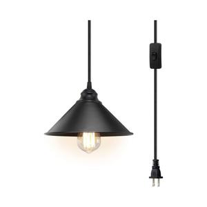 Plug in Pendant Light, Industrial Hanging Light with Plugin Cord On/Off Switch, Farmhouse Pendant Lights with Plug-in Cord, Vintage PendantLight Fixture, Hanging Lamps