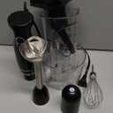 OVENTE Immersion Hand Blender Set, 300W Electric Handheld Stick Mixer, 2 Mixing Speeds with Stainless Steel Blades, Egg Whisk, Beaker & BPA-Free Food Chopper, Black HS565B