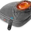 Snailax Foot Massager with Heat, Heated Foot Warmer Under Desk, Vibration Feet Massager Machine with 3 Vibrating Modes & 2 Heating Levels, Remote Control, Foot Heater (Grey)