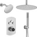 MONDAWE 12 Inch Ceiling Mounted Shower System in Brushed Nickel, 3-Function Shower Faucet Set with Rainfall Dual Shower Head and High Pressure Handheld Spray, All Function Can be Used At the Same Time