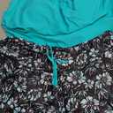 Aqua Eve Two Piece Women's Tankini Swimsuits Blouson Swim Tank Top with Shorts Modest Bathing Suits (Large, Blue Green Flower)