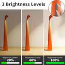 HAPYGI Portable Cordless LED Desk Lamp, Rechargeable Wireless Table Lamp, 3-Level Brightness, Patio & Bedside Night Light, Dining Room Ambient Reading Light (Orange)