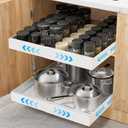 2 Pack Pull Out Cabinet Organizer Expandable Width(12.2"-20.47") & 21"Deep, Insputer No Drill Adhesive Slide Out Drawers with Upgrade 3 Slide Rails, Magnetic Panel, Roll Out Shelf for Kitchen, Pantry (White)