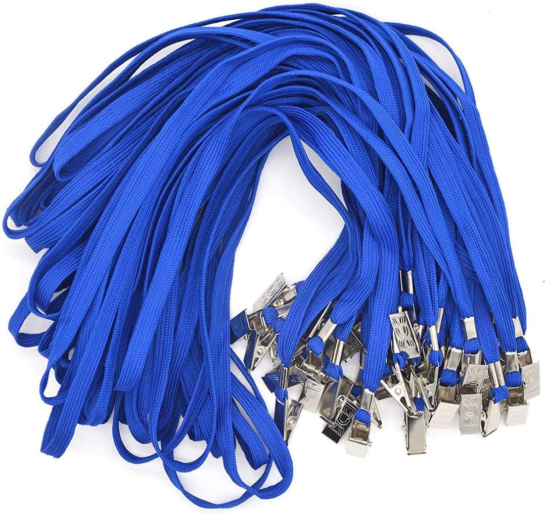 Bird Fiy 50 Pcs Cotton Lanyards Bulldog Clip 32-inch Flat Braid Neck Lanyard for Id Cards/Badges