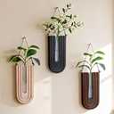 Wooden Wall Vase Set of 3, Propagation Vases Hanging Planters for Indoor Plants, Wall Mounted Vase Boho Modern Farmhouse Decor for Entryway Hallway