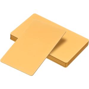 PATIKIL 0.8mm Metal Business Cards, 12 Pack Blank Name Card Laser Engraving Anodized Aluminum for DIY Gift Cards, Golden