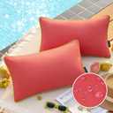 Phantoscope Pack of 2 Outdoor Waterproof Throw Pillow Covers with Contrast Piping, Decorative Square Cushion Case Patio Pillows for Couch Tent Sunbrella, Rose Pink 12x20 inches