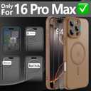 Cufelf Magnetic for iPhone 16 Pro Max Case(Compatible with Magsafe) Full Camera Protection,2+Full Coverage Screen Protector,Translucent Matte,Military Drop Protection Phone Case,6.9",Brown