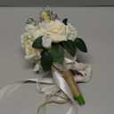 CEWOR Wedding Bouquets for Bride Bridesmaid, White Champagne Artificial Roses Flowers Wedding Decoration (7.5in)