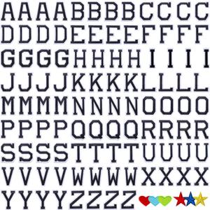 Jongdari Iron on Letters, 110 Pcs Alphabet Patches, Decorate Repair Letter Patches for Clothing Shirts Jackets Hats Jeans Shoes Bags (Black)