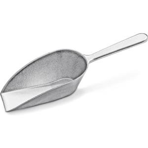 New Star Foodservice 34660 One-Piece Cast Aluminum Flat Bottom Bar Ice Flour Utility Scoop, 4-Ounce, SIlver