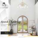 CATINER Large Sputnik Chandeliers 12 Lights Modern Gold Chandelier for High Ceiling L52” Mid Century Ceiling Pendant Light Fixtures with Milk Glass Globe Shades for Living Dining Room Foyer Staircase