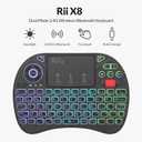 Rii X8 Mini Keyboard,Upgrade 2.4GHz Wireless and Bluetooth Keyboard with Touchpad,RGB Backlit,Rechargeable Battery for Android TV Box/Mac/PC/Nvidia Shield(2.4G+BT Version)