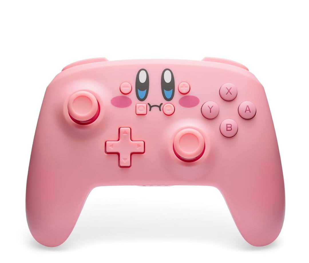 PowerA Wireless Controller for Nintendo Switch - Kirby Mouthful, Switch Lite/Switch-OLED Model, Nintendo Switch 2, AA Battery Powered (Battery Included), Bluetooth, Motion Controls, Officially Licensed